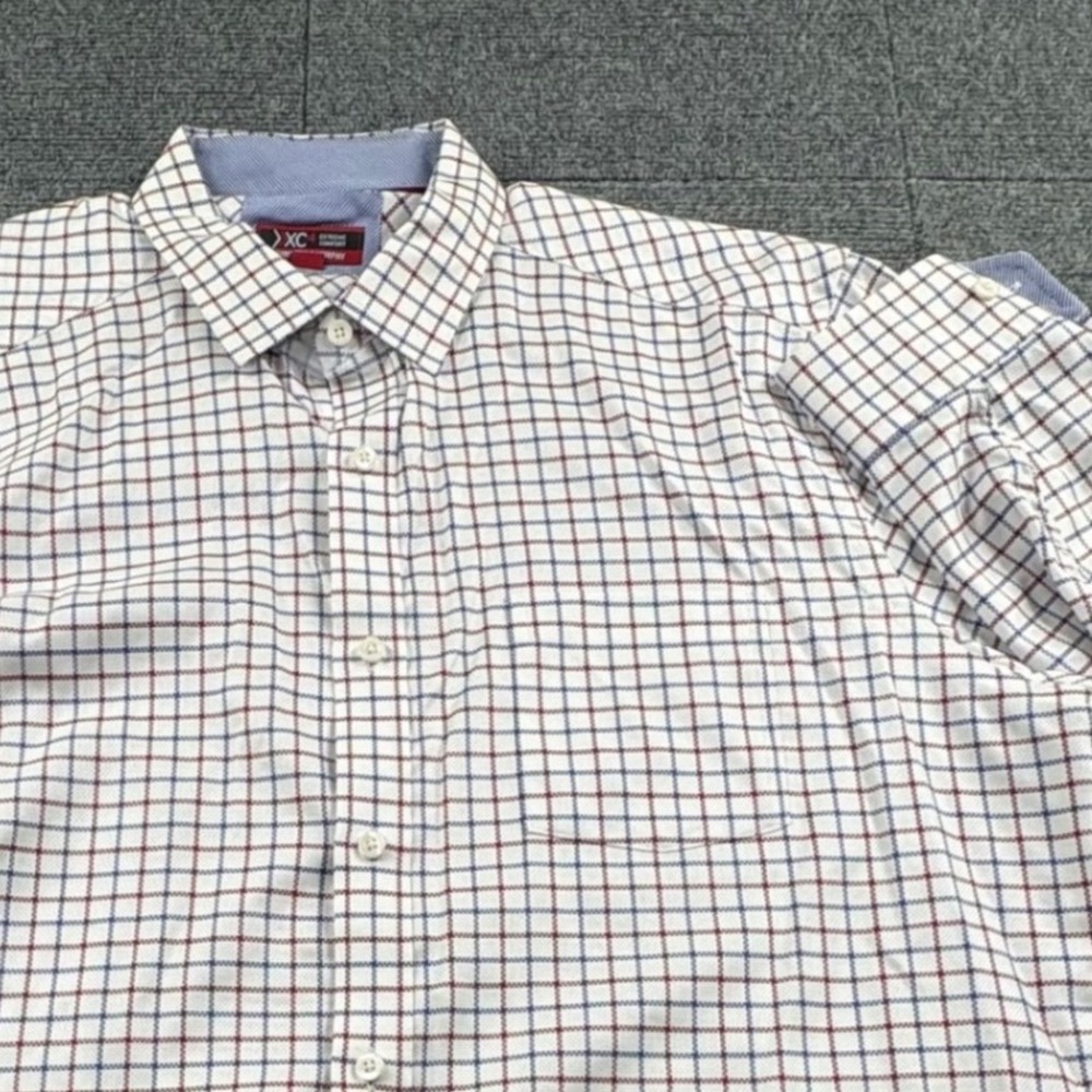 Johnston & Murphy XC4 Mens XL Cotton Tattersall Check Button Down Shirt White